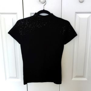 Reiss sleeveless mock neck embellished knit top